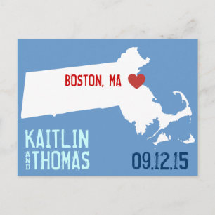 Save the Date - kundengerecht - Massachusetts Ankündigungspostkarte