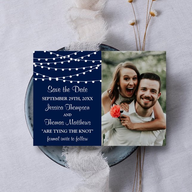 Save The Date La Collection Mariage Bleu Marine Lights (Créateur téléchargé)