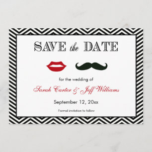 Save The Date La moustache et les lèvres Chevron sauvent les