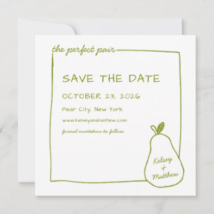 Save The Date "La paire parfaite" Green Pear Chic Mariage Photo
