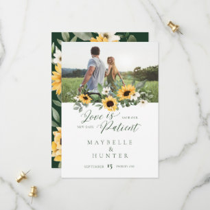 Save The Date L'amour est Patient Jaune Aquarelle Tournesols Pho