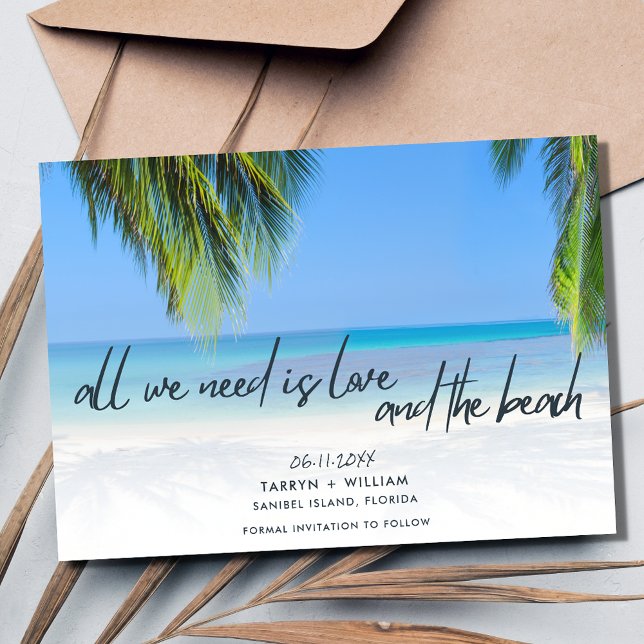 Save The Date L'amour et la plage Destination Mariage (Love and the Beach Destination Wedding Save The Date)