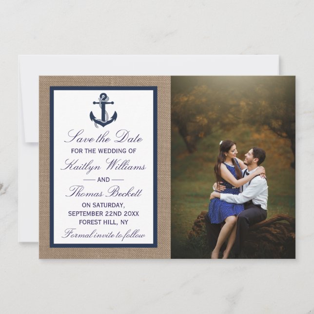 Save The Date L'Ancre De La Marine Sur La Collection De Mariages (Devant)