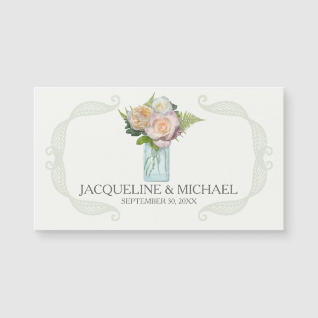 Save the Date Land Rose Blossom Mason Jar Magnetkarte (Vorderseite)