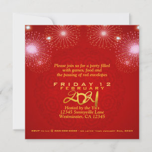 Save The Date Lanternes chinoises Feu d'artifice Ox Année 2021 I