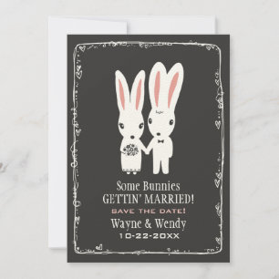 Save The Date Lapins Mignons Mariage Date à Sauvegarder Gris