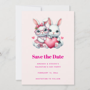 Save The Date Lapins mignons partageant une fête de la Saint-Val