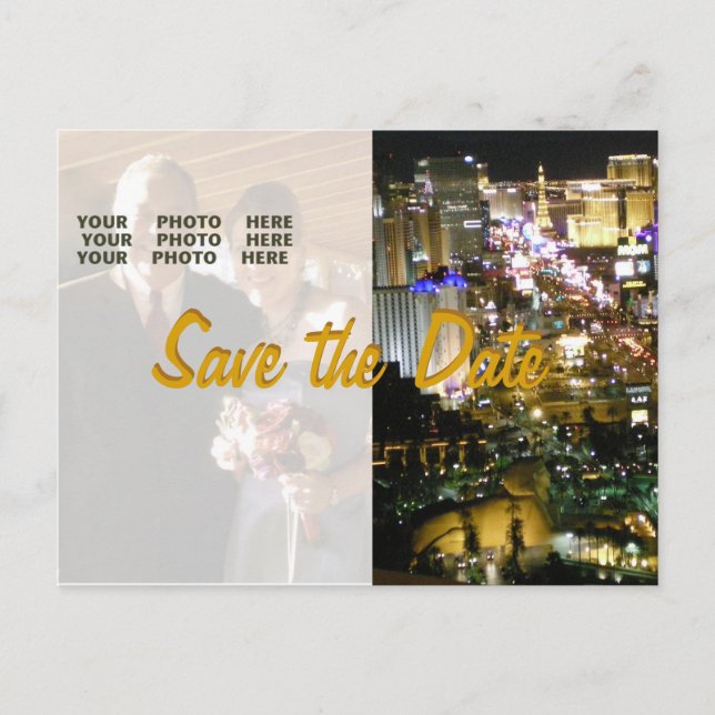 Save the Date Las Vegas Ankündigungspostkarte (Vorderseite)