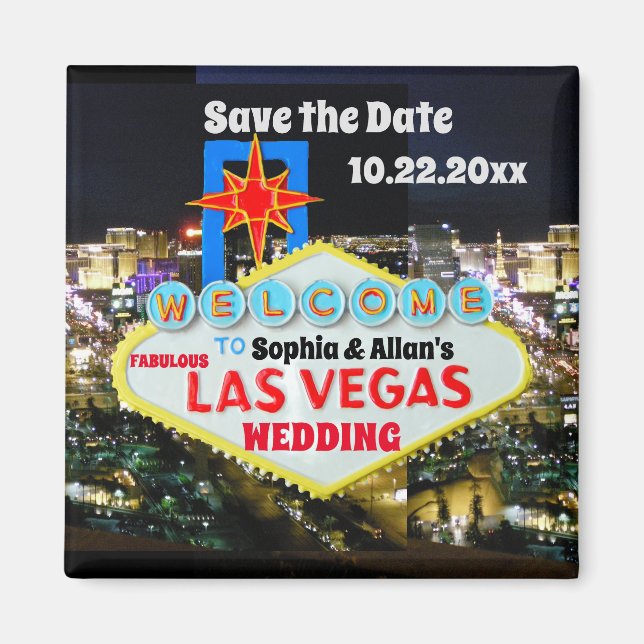 Save the Date Las Vegas Begrüßungssigne personalis Magnet (Vorne)