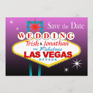 Save The Date Las Vegas épousant des économies la date - pourpre