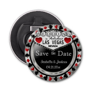 Save the Date Las Vegas Style - Silver & Red Flaschenöffner