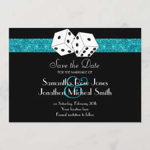 Save The Date Las Vegas Thème Enregistrer la date Turquoise Faux