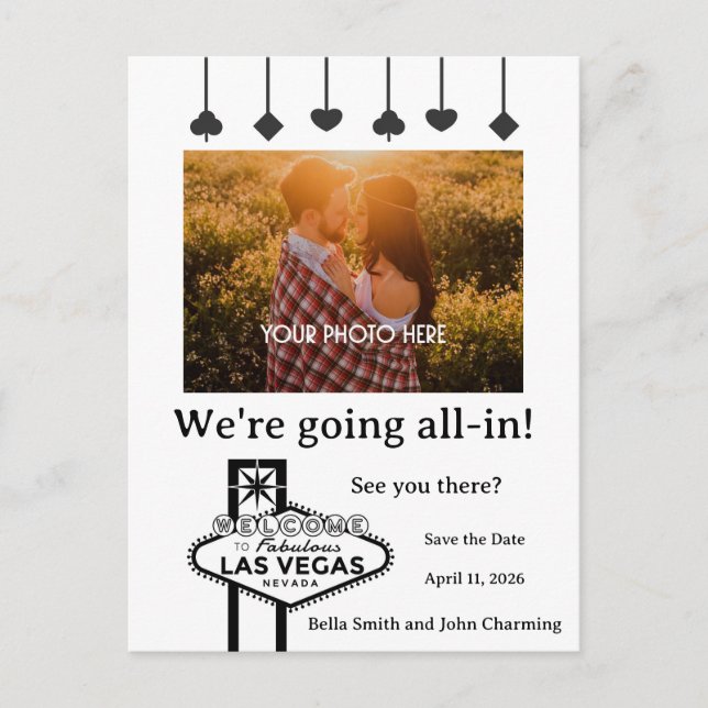 Save the Date Las Vegas Wedding Postcard Postkarte (Vorderseite)