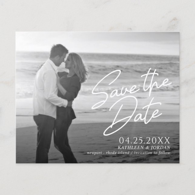 Save the Date Lässiges Skriptbudget Hochzeit (Vorderseite)