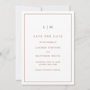 Save The Date Lauren Terracotta Monogramme Mariage élégant
