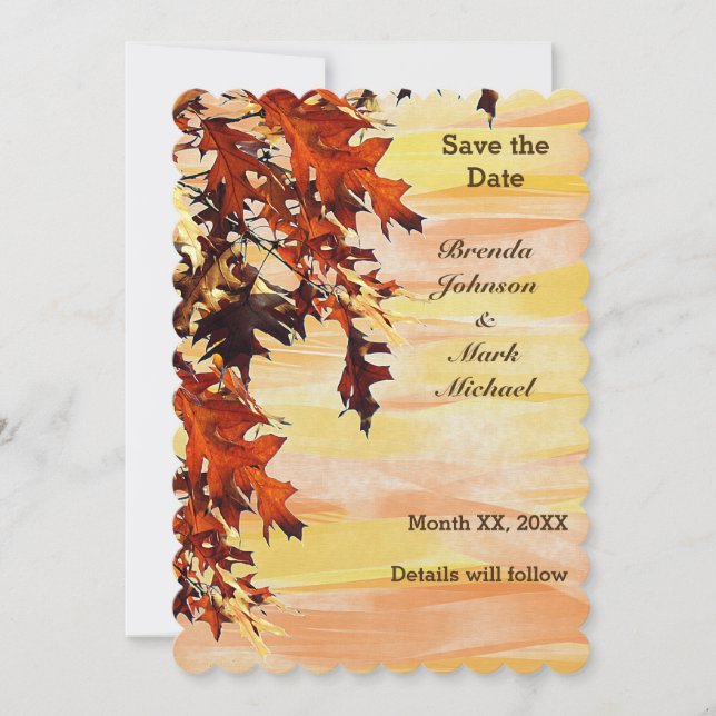 Save The Date L'automne laisse la couleur tourbillon Enregistrer (Devant)