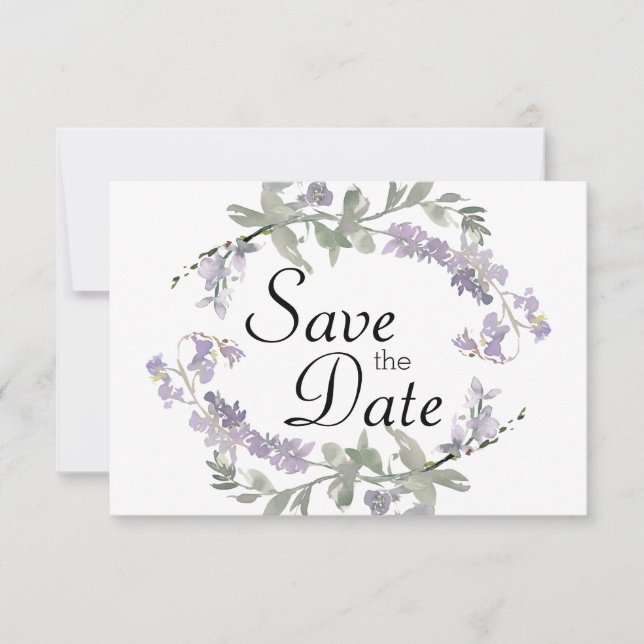 Save The Date Lavande Fleur sauvage aquarelle (Devant)