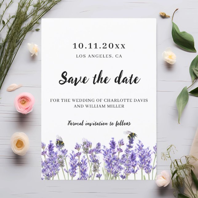 Save The Date Lavande florales violet mariage enregistrer la dat (Créateur téléchargé)