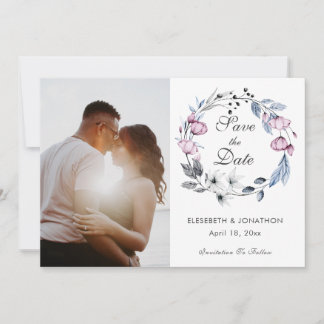 Save The Date Lavande romantique Bleu Floral Fleur