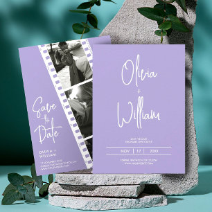 Save The Date Lavender mariage photo bande de cabine enregistrer