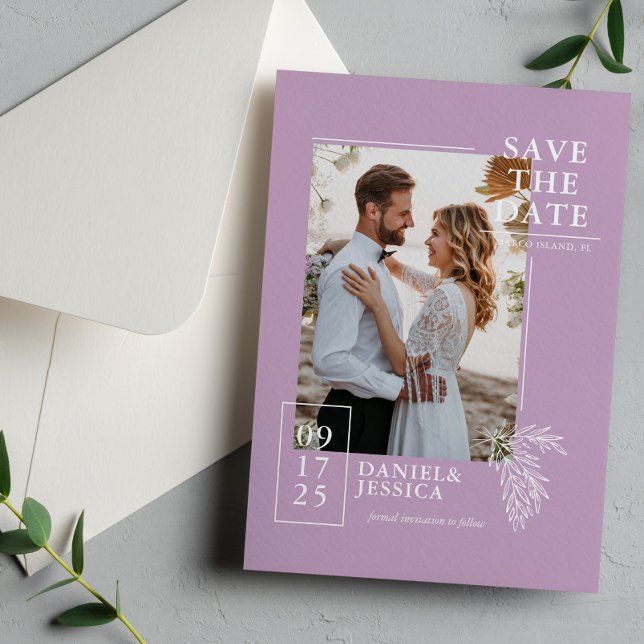Save The Date Lavender Modern Photo Wedding Enregistrer La Date (Créateur téléchargé)