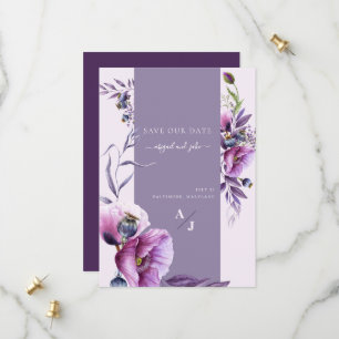 Save The Date Lavender Poppy Floral Mariage Sauvez Notre Date