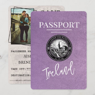 Save The Date Lavender Purple Ireland Passeport Enregistrer La D
