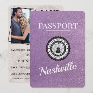 Save The Date Lavender Purple Nashville Passeport Enregistrer La