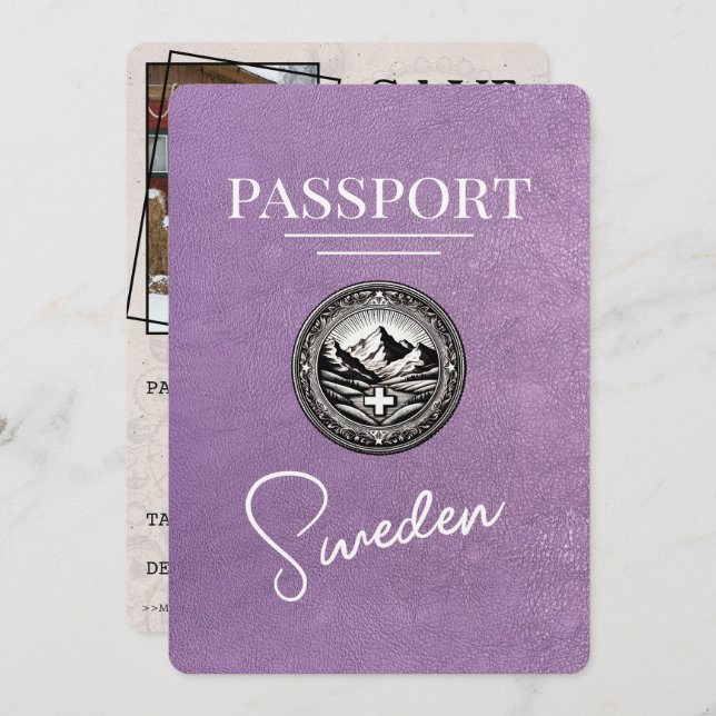 Save The Date Lavender Purple Suède Passeport Enregistrer La Dat (Devant / Derrière)