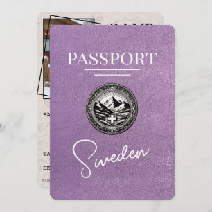Save The Date Lavender Purple Suède Passeport Enregistrer La Dat