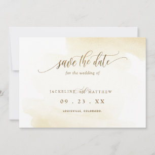 Save The Date Laver et calligraphie jaune or Mariage minimal