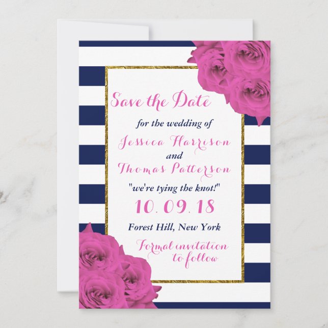 Save The Date Le Chic Moderne Luxe Mariage Collection Rose Roses (Devant)