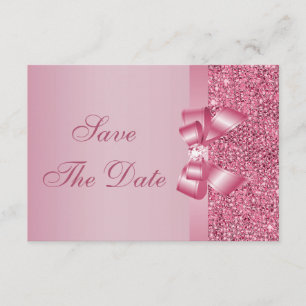 Save The Date Le rose a imprimé l'arc de paillettes et les