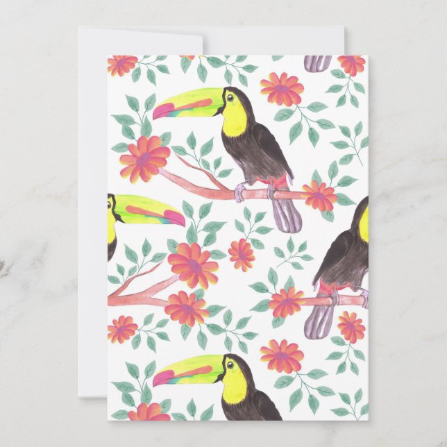 Save The Date Lecteur de fleurs | Oiseau Toucan Et Fleurs (Devant)