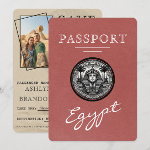 Save The Date Légère Burgundy Egypte Passeport Mariage