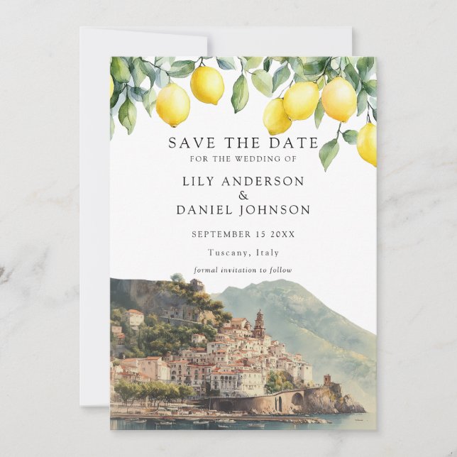 Save The Date Lemons Amalfi Coast Italy Wedding (Devant)