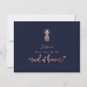 Save The Date Les ananas d'or Rose, tu seras ma femme d'honneur