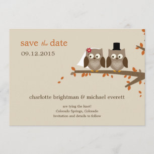 Save The Date Les Chouettes D'Amour Sauvent La Date - Orange