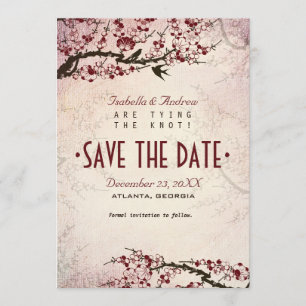 Save The Date Les fleurs de cerisier et les inséparables font
