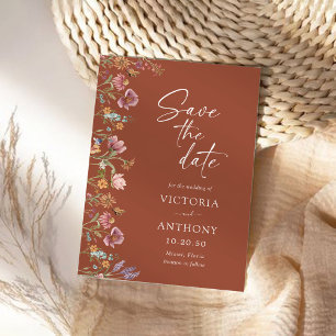 Save The Date Les Fleurs sauvages De Terracotta Sauvegardent Les