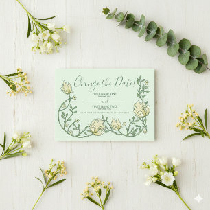 Save The Date Les jolies fleurs Art nouveau vertes changent la d