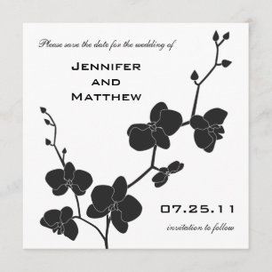 Save The Date Les orchidées sauvent la date - Noir et blanc