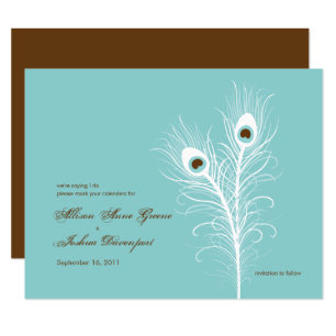 Save The Date Les paons grands sauvent l'invitation de date