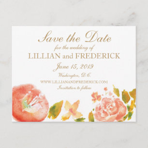 Save The Date Les roses d'aquarelle font gagner la date