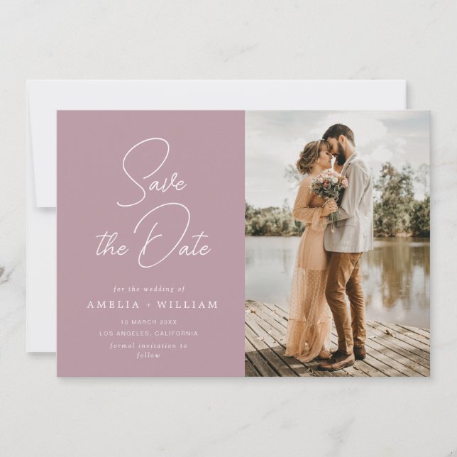 Save The Date lettrage tendance mariage rose poussiéreux Enregis (Devant)
