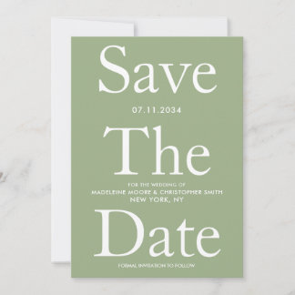 Save The Date Lettres Gras Vert Sage Moderne Enregistrer La Date