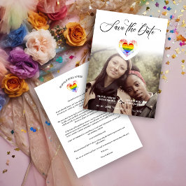 Save The Date LGBT Pride Rainbow Heart Lesbian Gay Photo