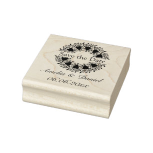 Save the Date Liebe Herzkranz Gummistempel