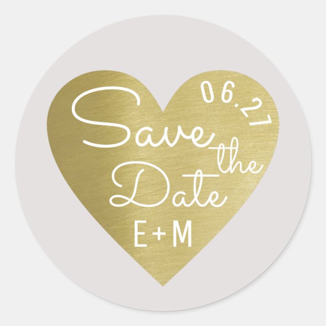 Save the Date Liebe Hochzeitsgold Imitate Runder Aufkleber (Vorderseite)