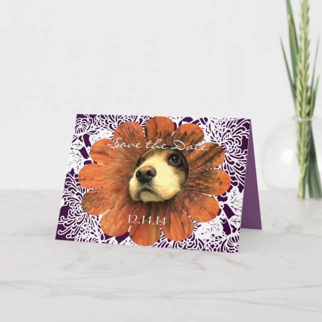 Save the Date Liebe Peeking aus einer Blume Ankündigung (Vorderseite)